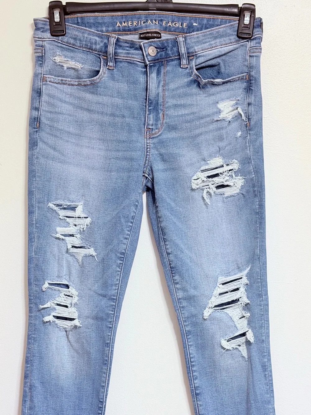 American Eagle Outfitters Light Blue Distressed Jeggings Jeans Sz 6 short